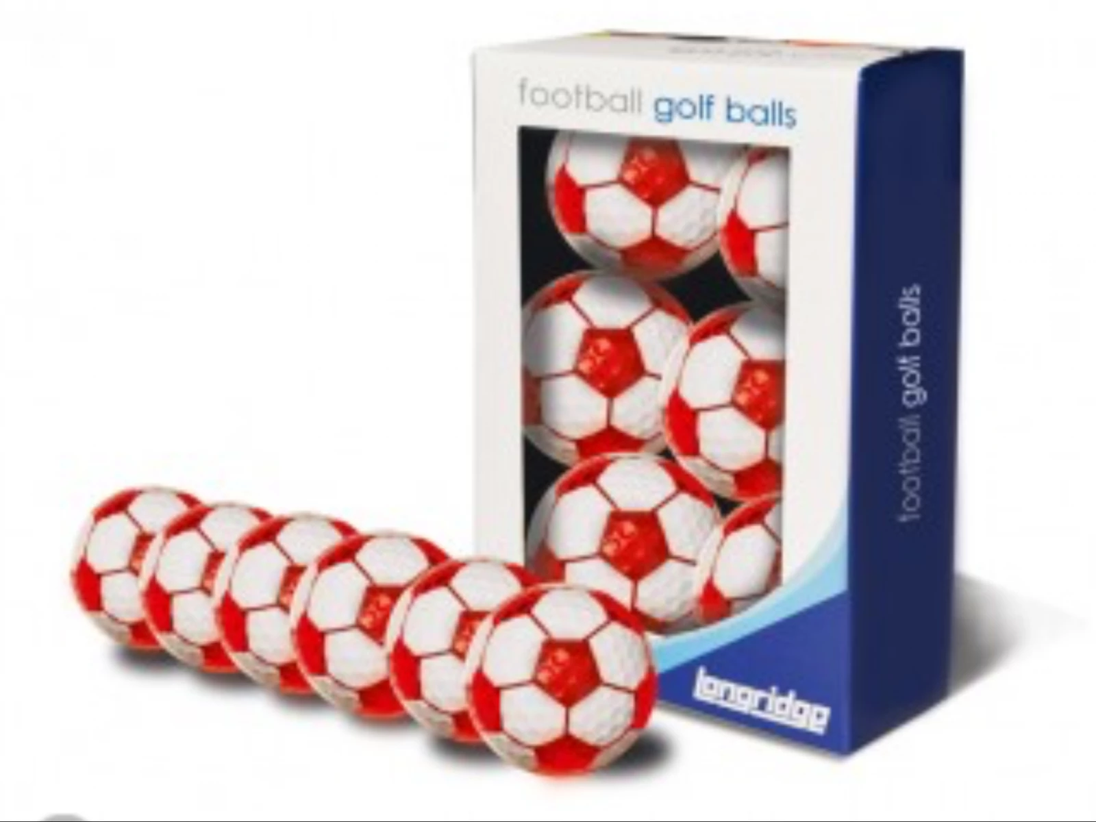 Longridge Football Style Golf Balls - 6 Pack 4 Longridge Football Style Golf Balls - 6 Pack - Image 2